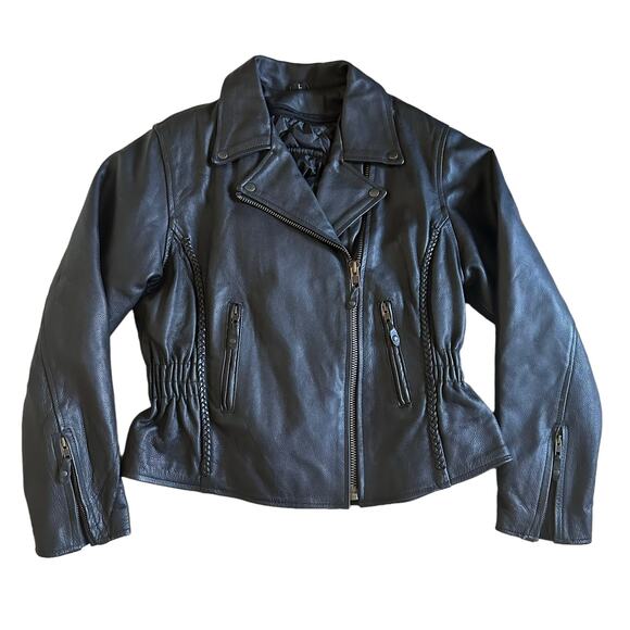 Bikers Dream Apparel Women L Black Leather Motorcycle Jacket Thinsulate Quilted - Picture 1 of 10